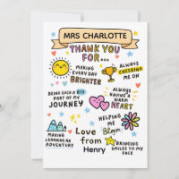 End of School Year Personalised Teacher Thank You