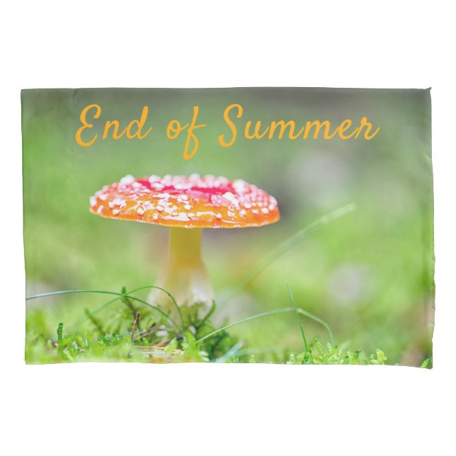 End of summer fall red toadstool mushroom photo pillowcase (Front)