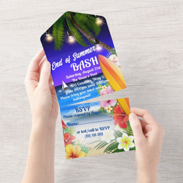 End of Summer Party All In One Invitation (Tearaway)