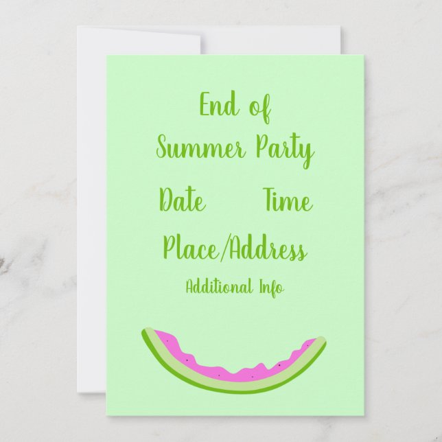 End of Summer Party Eaten Watermelon Rind Invitation (Front)