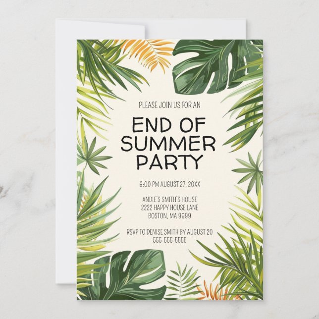 End of Summer Party Invitation (Front)