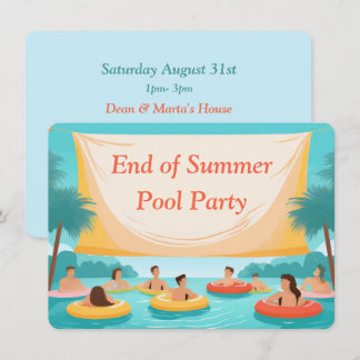 End of Summer Pool Party Custom Invitation