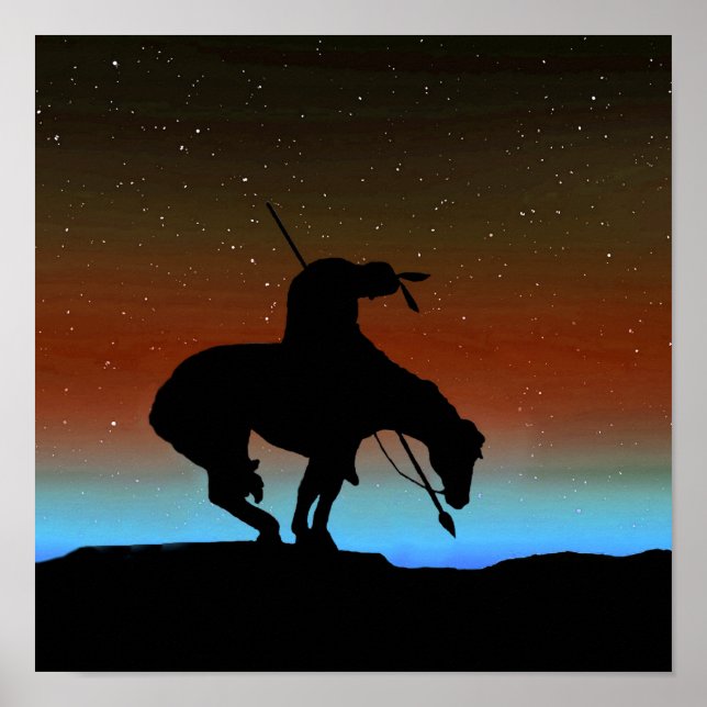 End of the Trail Sihouette With Night Sky Poster (Front)