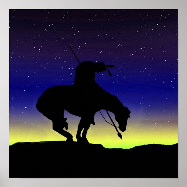 End of the Trail Sihouette With Night Sky Poster (Front)