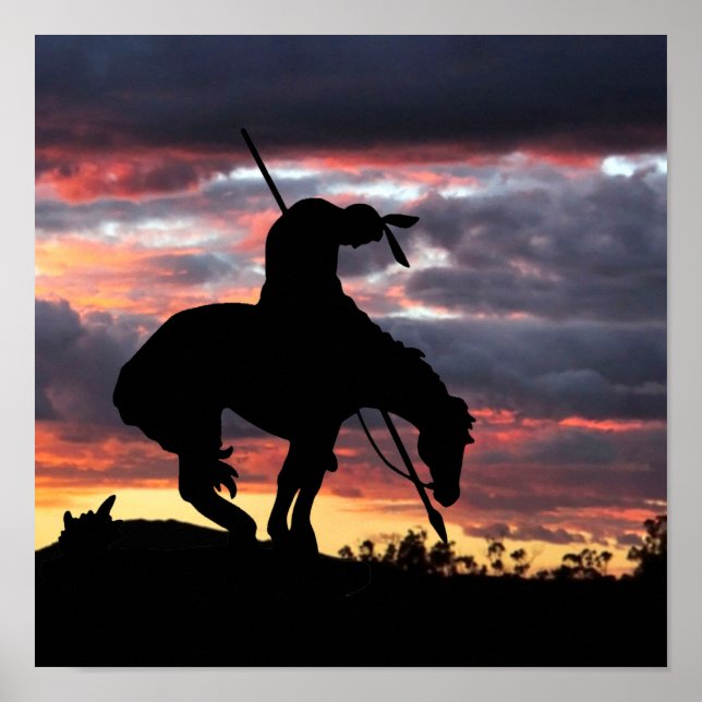 End of the Trail Silhouette With Sunset Poster (Front)