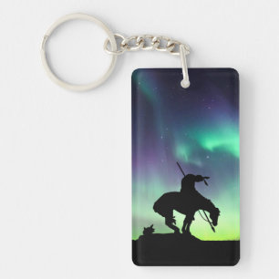 End of the Trail with Aurora Northern Lights Key Ring