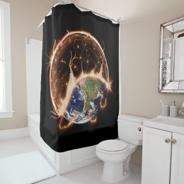 End of the world Shower curtain. Curtain (In Situ)