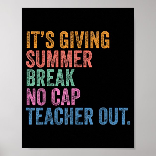 End of The Year School Out Summer Break Cap Poster (Front)