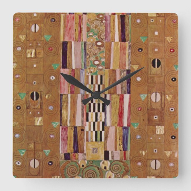 End of Wall, Stoclet Frieze by Gustav Klimt Square Wall Clock (Front)