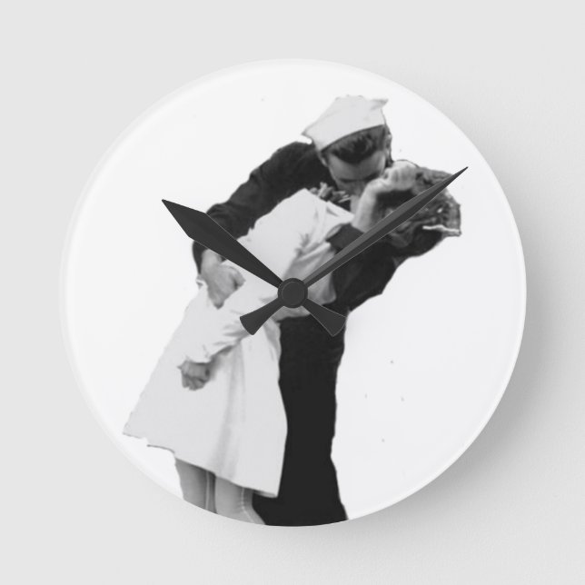 End Of War Kiss Round Clock (Front)
