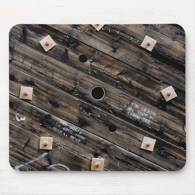 End of Wooden Industrial Wire Spool Mouse Pad (Front)