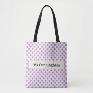 End of Year Teacher Gift Retro Floral Name Tote Bag