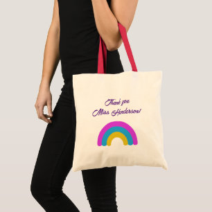 End of Year Teacher Gift Thank You Rainbow Name Tote Bag