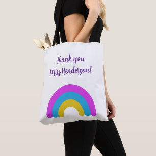 End of Year Teacher Gift Thank You Rainbow Name Tote Bag