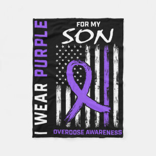 End Overdose Awareness Shirt Son August Purple Fla Fleece Blanket
