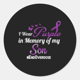 End Overdose I Wear Purple For My Son  Classic Round Sticker