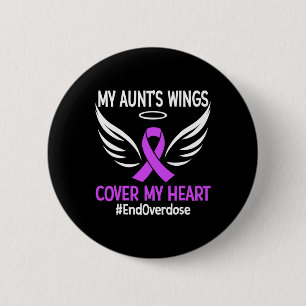 End Overdose My Aunt's Wings Cover My Heart Purple 6 Cm Round Badge