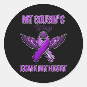 End Overdose My Cousin's Wings Cover My Heart Classic Round Sticker