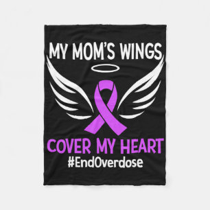 End Overdose My Mum's Wings Cover My Heart Purple Fleece Blanket