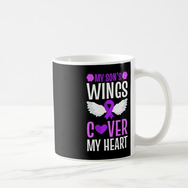 End Overdose My Son's Wings Cover My Heart Purple  Coffee Mug (Right)