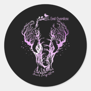 End Overdose Never Forget Line Art Sketch Ornate E Classic Round Sticker