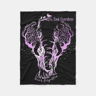 End Overdose Never Forget Line Art Sketch Ornate E Fleece Blanket
