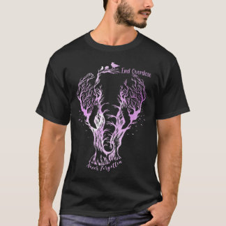 End Overdose Never Forget Line Art Sketch Ornate E T-Shirt