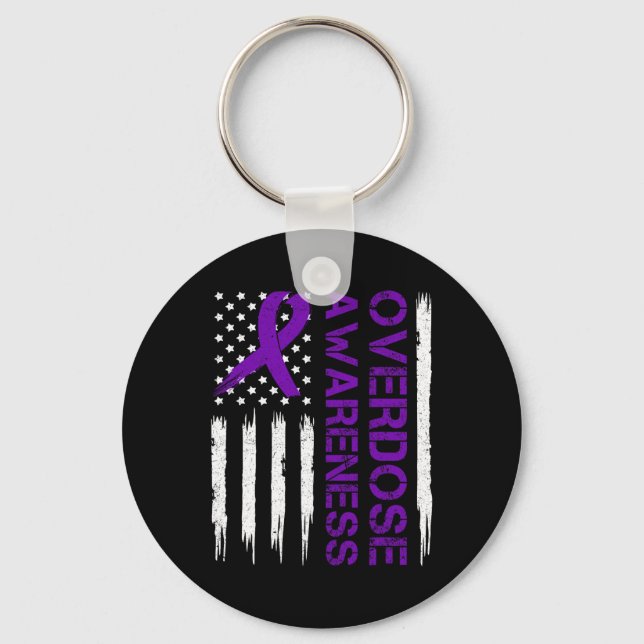 End Overdose Pruple Ribbon Opioid Overdose Awarene Key Ring (Front)