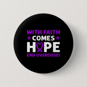 End Overdose! Purple Ribbon. Overdose Awareness  6 Cm Round Badge