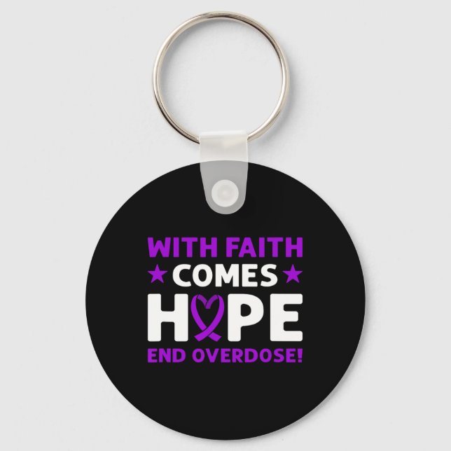 End Overdose! Purple Ribbon. Overdose Awareness  Key Ring (Front)