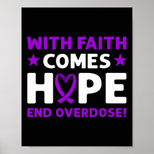 End Overdose! Purple Ribbon. Overdose Awareness Poster