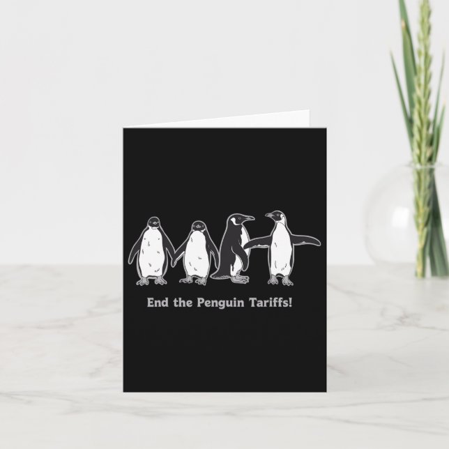 End Penguin Tariffs Cartoon Design Save The Pengui Card (Front)