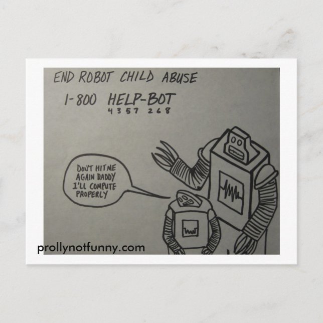 End Robot Child Abuse Postcard (Front)