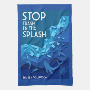 End Sea Pollution Tea Towel