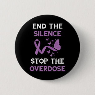 End The Silence Purple Ribbon Overdose Awareness M 6 Cm Round Badge