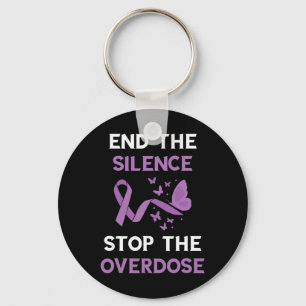 End The Silence Purple Ribbon Overdose Awareness M Key Ring