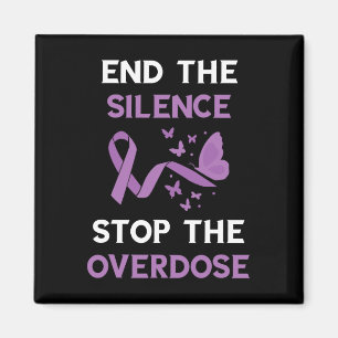 End The Silence Purple Ribbon Overdose Awareness M Magnet