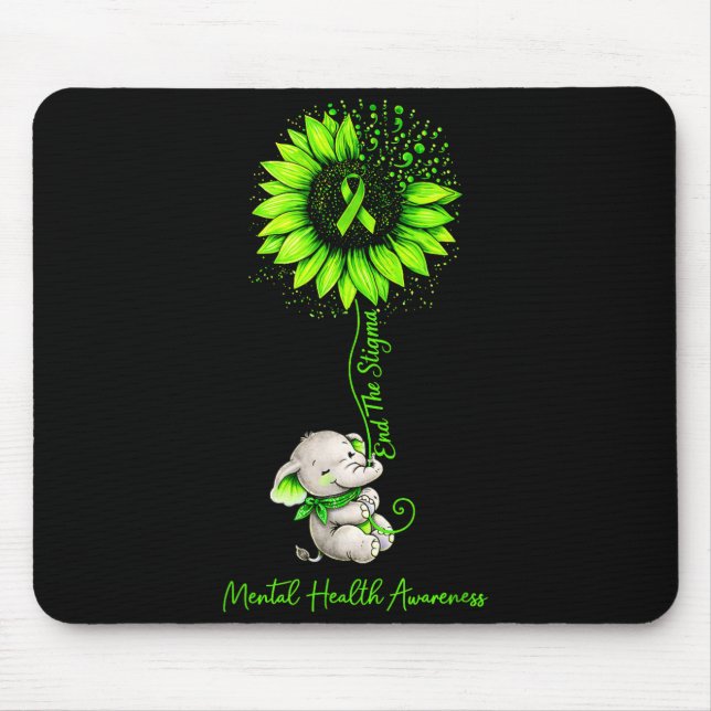 End the stigma mental health awareness brain mouse pad (Front)