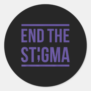 End The Stigma Mental Health Awareness Green Ribbo Classic Round Sticker