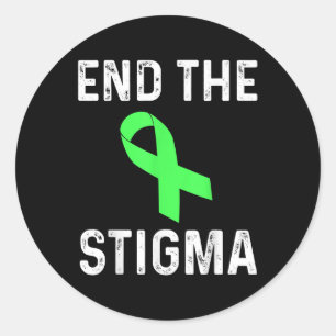 End The Stigma Mental Health Awareness Green Ribbo Classic Round Sticker