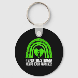 End The Stigma Mental Health Awareness Green Ribbo Key Ring