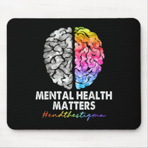 End The Stigma Mental Health Awareness Green Ribbo Mouse Pad