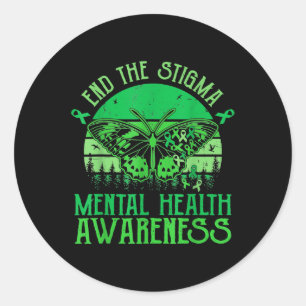 End The Stigma Mental Health Awareness Ribbon Butt Classic Round Sticker
