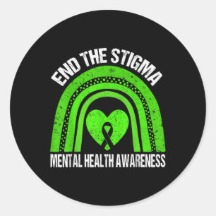 End The Stigma Mental Health Awareness Shirt Women Classic Round Sticker