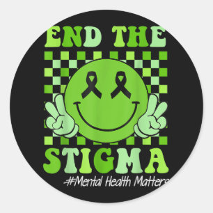 End The Stigma Mental Health Awareness Smile Face Classic Round Sticker