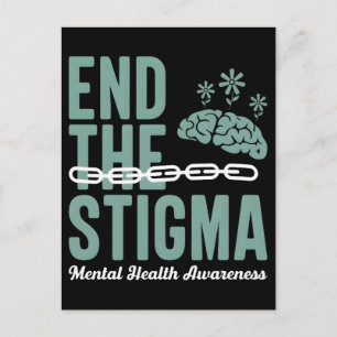 End the stigma mental health awareness typography  holiday postcard