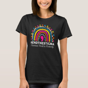 End The Stigma Mental Health Matters Rainbow Boho T-Shirt