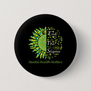 End The Stigma Mental Health Problems Ribbon Aware 6 Cm Round Badge