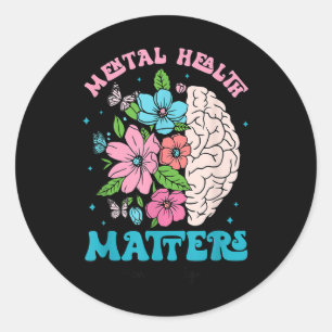 End The Stigma Mental Health S Awareness Brain Flo Classic Round Sticker