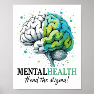End The Stigma Mental Health S Awareness Brain Ill Poster